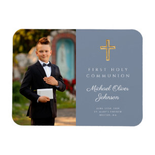 Magnet Flexible Blue Modern Boy First Holy Communion Photo