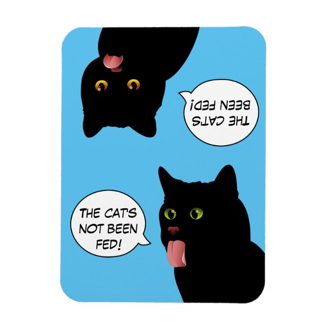 Magnet Flexible Blue Pop Art Feed the Cat sign (Vertical)