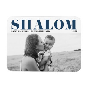 Magnet Flexible Blue Shalom Bold Typographie Happy Hanoukka Photo