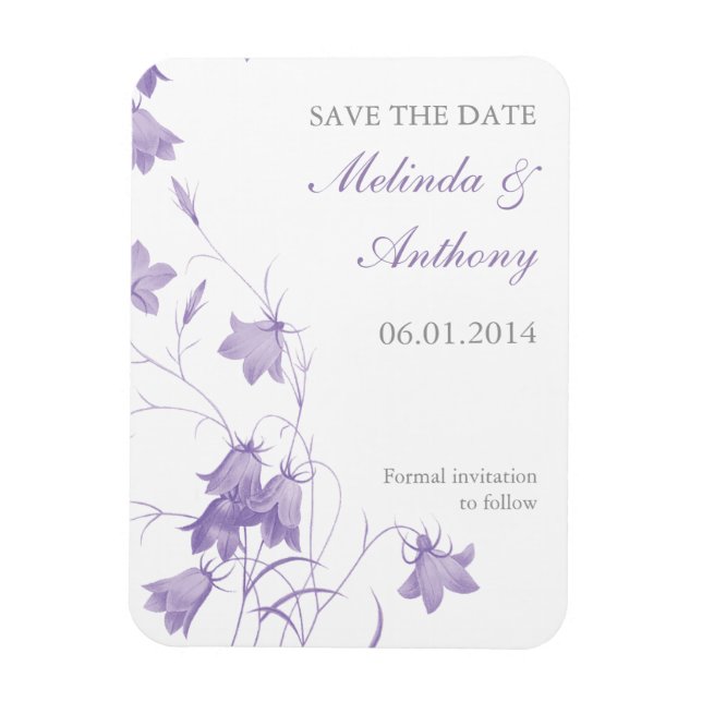 Magnet Flexible Bluebells - Purple Enregistrer la date (Vertical)