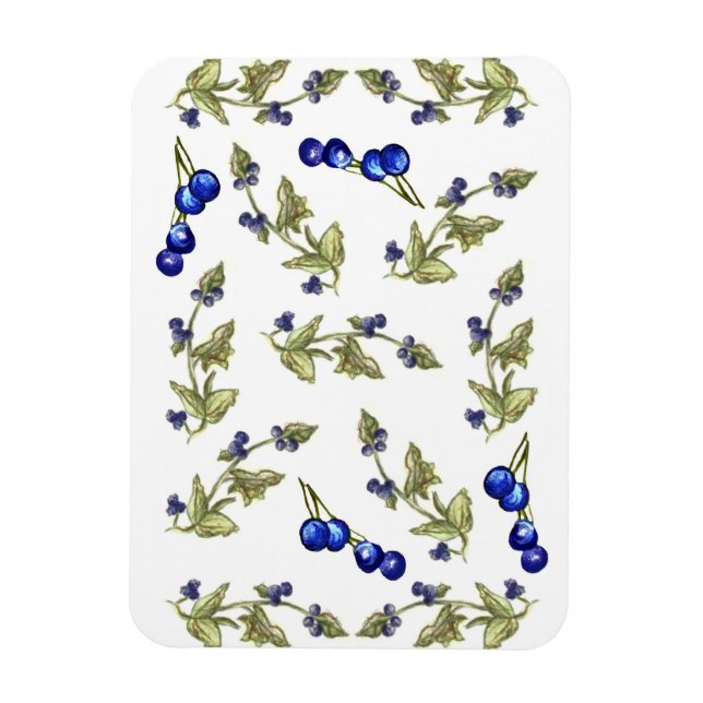Magnet Flexible Blueberries et Feuilles sur aimant Stem Vine (Vertical)