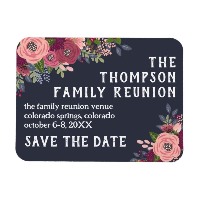Magnet Flexible Blush Burgundy Flower Reunion Famille Enregistrer  (Horizontal)