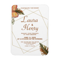 Boho Automne laisse l'aimant Mariage géométrique