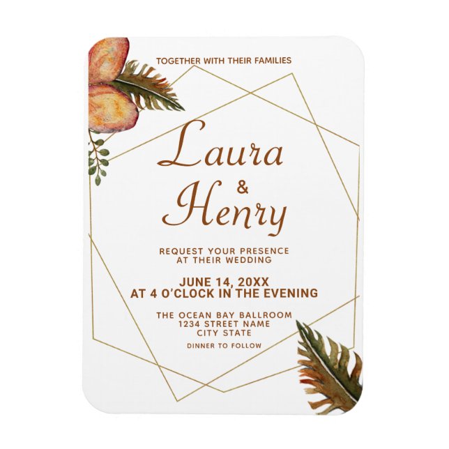 Magnet Flexible Boho Automne laisse l'aimant Mariage géométrique (Vertical)
