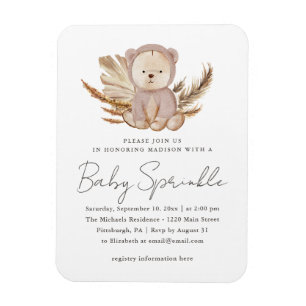 Magnet Flexible Boho Baby Sprinkle Invitation avec l'ours doux
