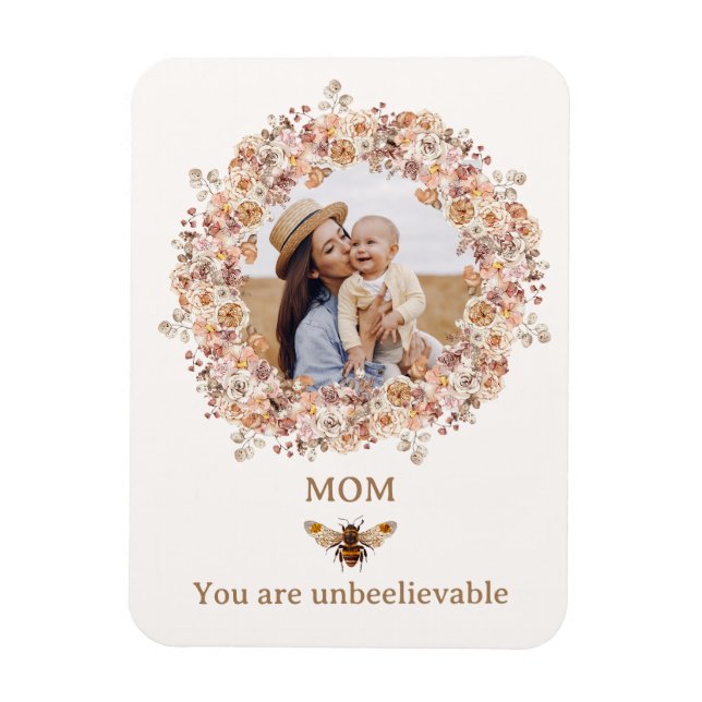 Magnet Flexible Boho Bee Aquarelle Fleur sauvage Photo personnalis (Vertical)
