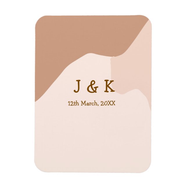 Magnet Flexible Boho beige curvy orange nom mariage date (Vertical)