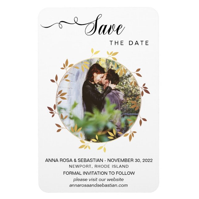 Magnet Flexible *~* Boho Botanical Mariage PHOTO Enregistrer La Da (Vertical)