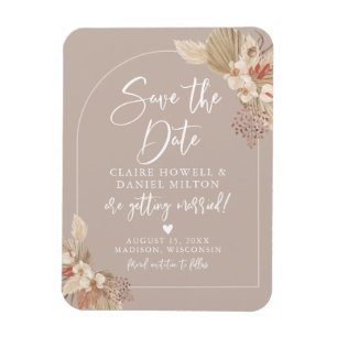 Magnet Flexible Boho Pampas Neutrals Grass Enregistrer La Date