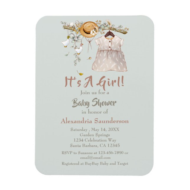 Magnet Flexible Boho Rustic Green Baby Girl (Vertical)
