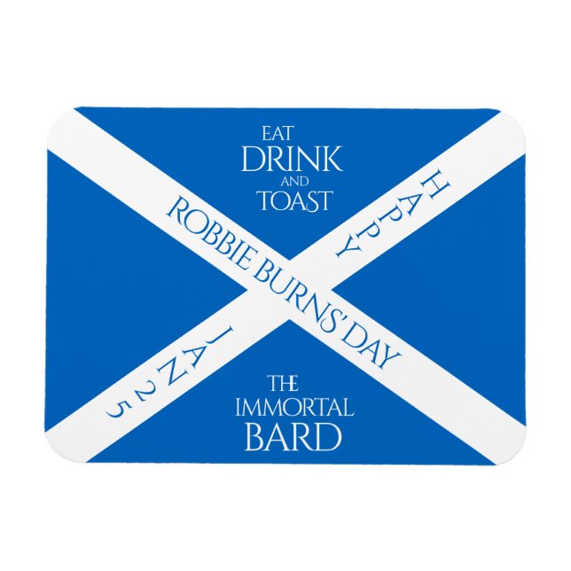 Magnet Flexible Boire à manger et toast Robbie Burns Scottish Flag (Horizontal)