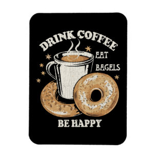 Magnet Flexible Boire Café Manger Bagels Soyez Heureux