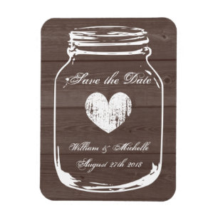 Magnet Flexible Bois de campagne chic bocal de mason Enregistrer l