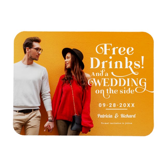 Magnet Flexible Boissons Gratuites Drôle Mariage Formel Économisez (Horizontal)