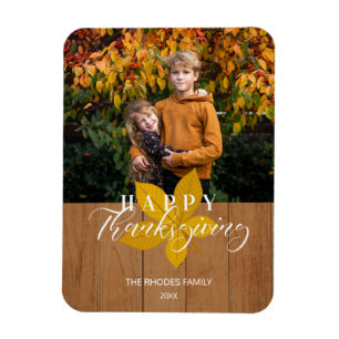 Magnet Flexible Bon thanksgiving bois Script Feuille photo