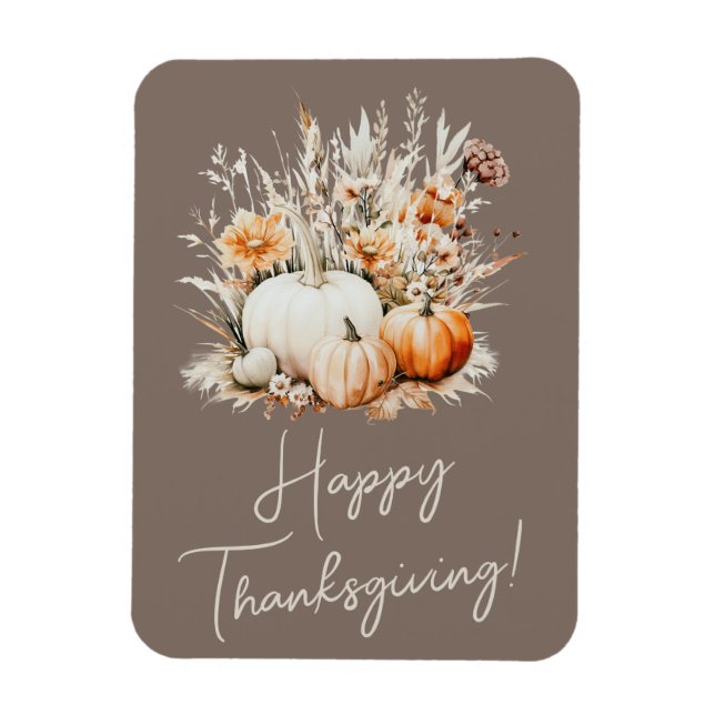 Magnet Flexible Bon thanksgiving d'aquarelle Citrouilles d'herbe s (Vertical)