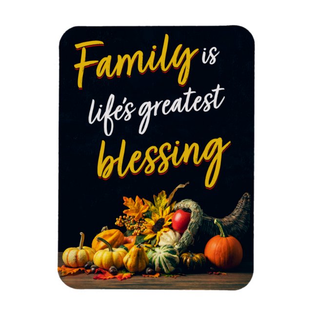 Magnet Flexible Bon thanksgiving Famille Belle Cornucopia (Vertical)