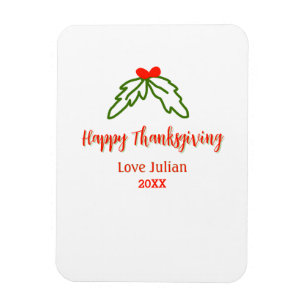 Magnet Flexible Bon thanksgiving rouge vert feuilles nom de cerise