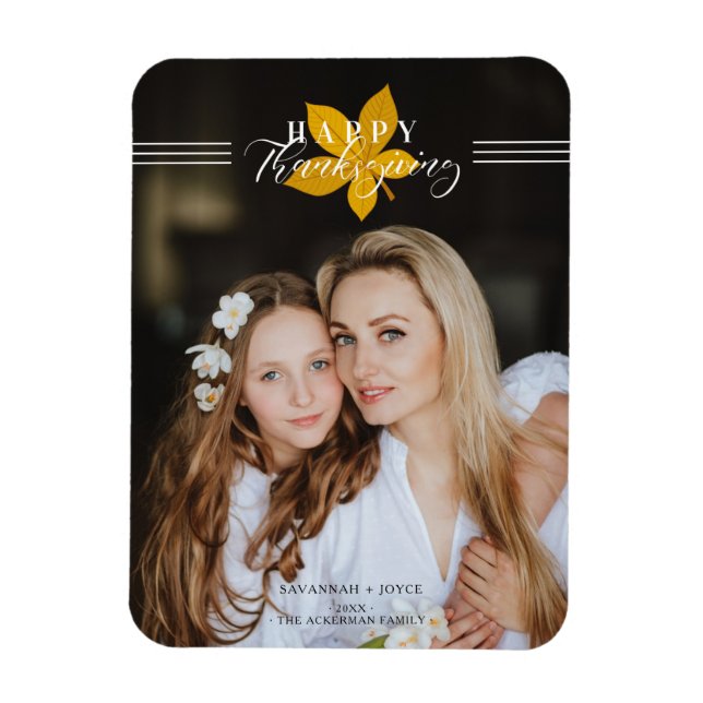 Magnet Flexible Bon thanksgiving Script Feuilles Photo personnalis (Vertical)