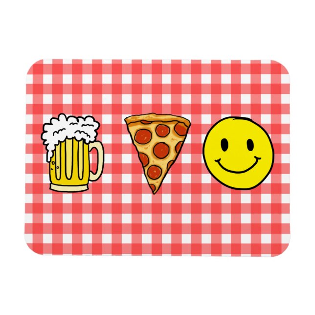 Magnet Flexible Bonheur de la pizza de bière (Horizontal)
