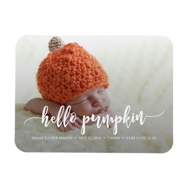 Magnet Flexible Bonjour Citrouille Faire-part de naissance (Horizontal)