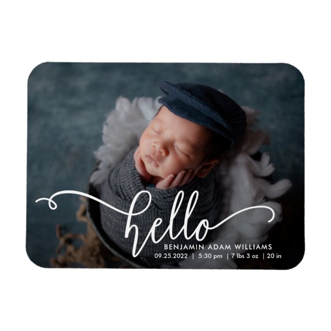 Magnet Flexible Bonjour Faire-part de naissance & Merci (Horizontal)