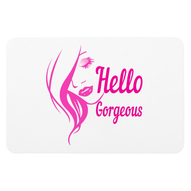 Magnet Flexible Bonjour Magnifique Jolie Dame Visage Typographie (Horizontal)