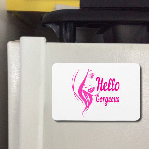 Magnet Flexible Bonjour Magnifique Jolie Dame Visage Typographie