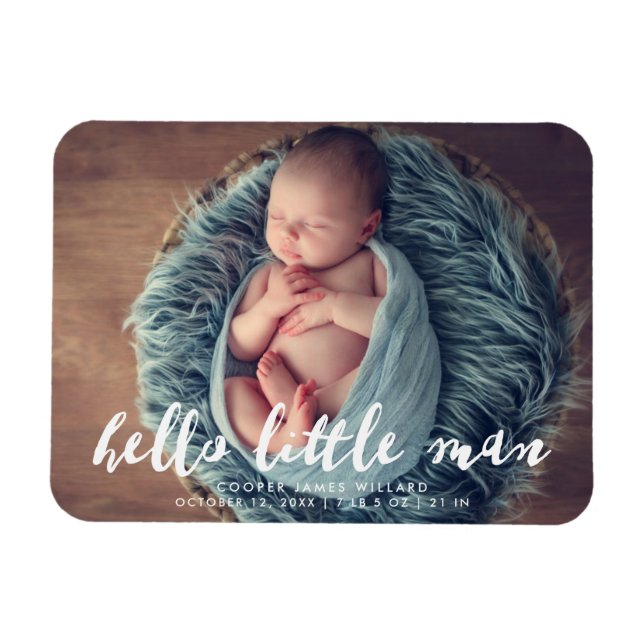 Magnet Flexible Bonjour petit homme | Faire-part de naissance phot (Horizontal)