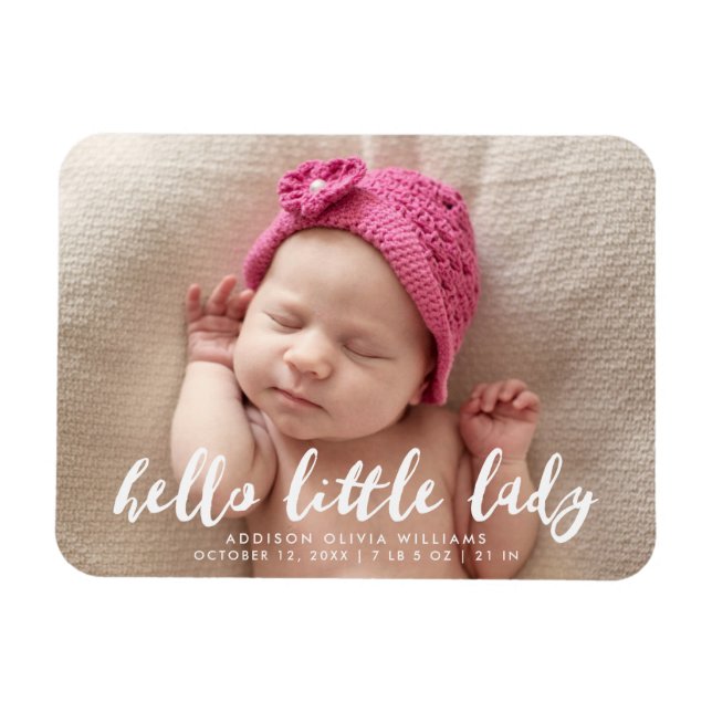 Magnet Flexible Bonjour petite-fille | Faire-part de naissance pho (Horizontal)