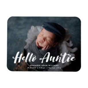 Magnet Flexible Bonjour Tante Faire-part de naissance Keepsaké Mag