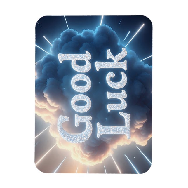 Magnet Flexible Bonne chance — Typographie nuageuse brillante avec (Vertical)