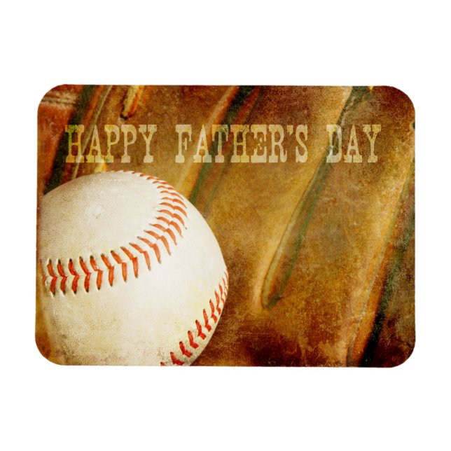 Magnet Flexible Bonne Fête des pères Faded Baseball (Horizontal)