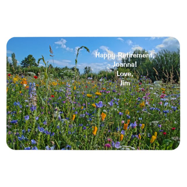 Magnet Flexible Bonne retraite Amour Fleurs sauvages personnalisés (Horizontal)
