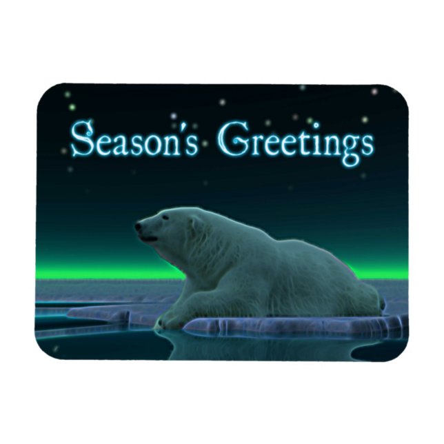 Magnet Flexible Bonnes Fêtes - Ours polaire en bordure de glace (Horizontal)