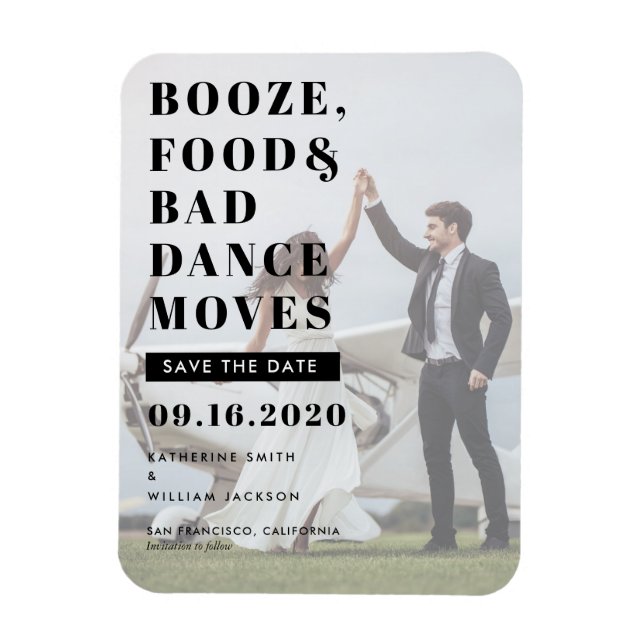 Magnet Flexible Booze Nourriture Mauvaise Danse Déplace Mariage En (Vertical)