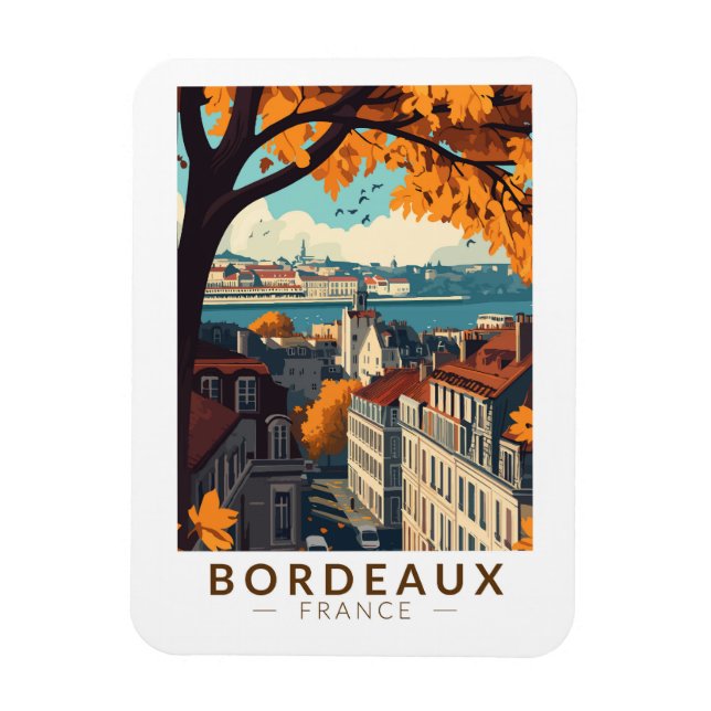 Magnet Flexible Bordeaux France Travel Art Vintage (Vertical)