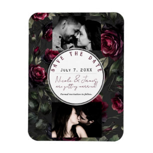 Magnet Flexible Bordeaux Red Roses Shadowy Grey Floral Date de sau