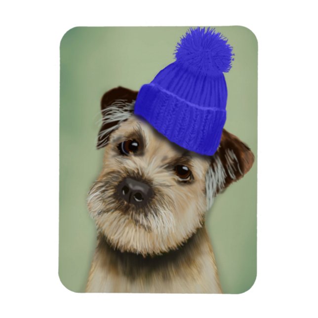 Magnet Flexible Bordure Terrier avec Casquette Bobble Bleu (Vertical)