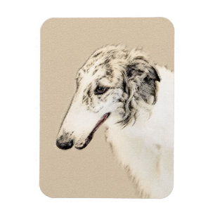 Magnet Flexible Borzoi (Argent Brindle) Peinture Chien Art origina
