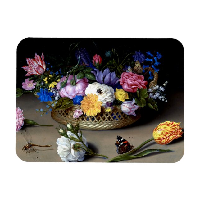 Magnet Flexible Bosschaert Fleur morte vie Insecte l'art néerlanda (Horizontal)
