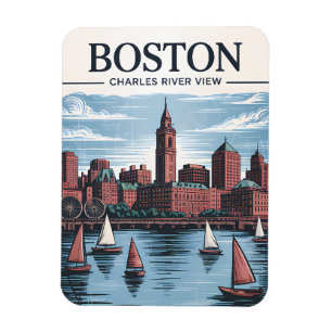 Magnet Flexible Boston Charles River Voiliers City Skyline Travel