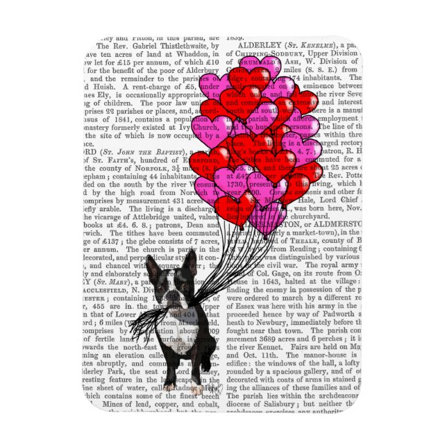 Magnet Flexible Boston Terrier Et Ballons (Vertical)