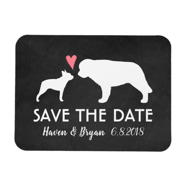 Magnet Flexible Boston Terrier et Saint Bernard Enregistrer la dat (Horizontal)