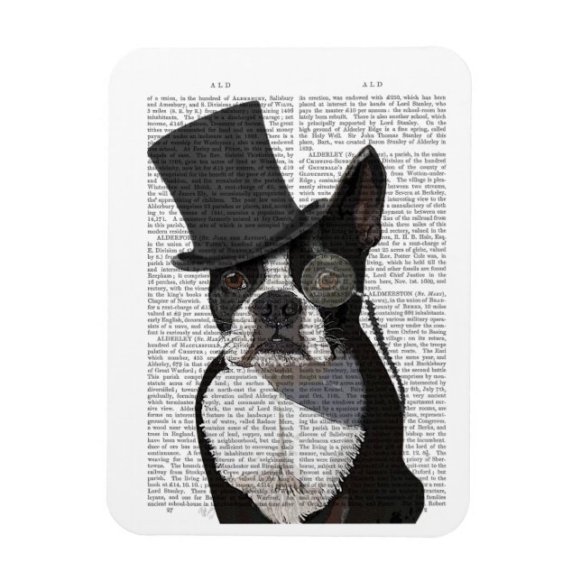 Magnet Flexible Boston Terrier, Formal Hound et Casquette (Vertical)