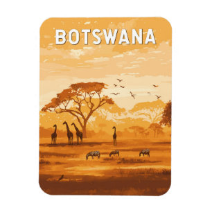 Magnet Flexible Botswana Illustration Travel Art Vintage