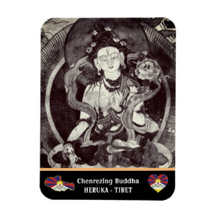 Magnet Flexible Bouddha de Chenrezing, Héruka Vintage et Tibet /D