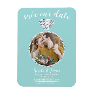 Magnet Flexible Boule en diamant turquoise Photo Enregistrer la da