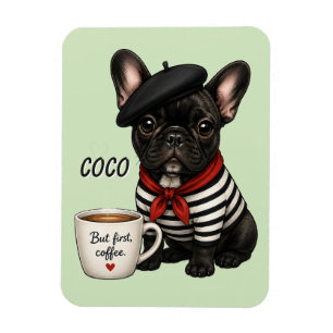Magnet Flexible Bouledogue français avec café