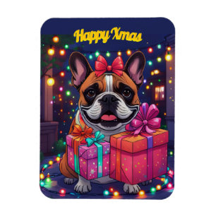 Magnet Flexible Bouledogue français Guirlande lumineuse Noël